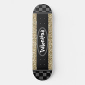 Gepersonaliseerde naam Chessboard Stijlvolle goude Persoonlijk Skateboard (Voorkant)