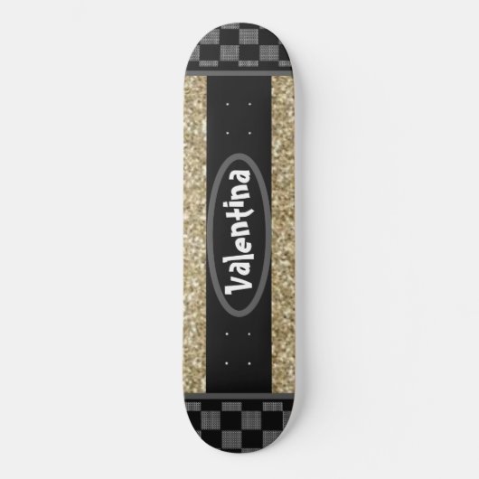 Gepersonaliseerde naam Chessboard Stijlvolle goude Persoonlijk Skateboard (Voorkant)