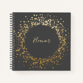 Gepersonaliseerde Naam Chic Gold Confetti Stippen  Notitieboek (Voorkant)