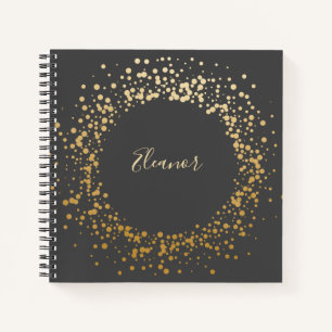 Gepersonaliseerde Naam Chic Gold Confetti Stippen  Notitieboek