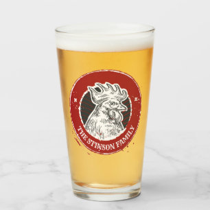 Gepersonaliseerde NAAM Chicken Custom Country Roos Glas