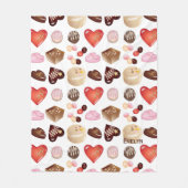 Gepersonaliseerde naam Chocolade Snoep Hart Patroo Fleece Deken (Voorkant)