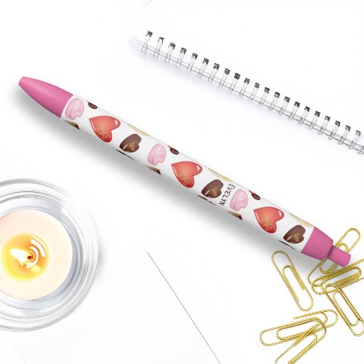 Gepersonaliseerde naam Chocolade Snoep Hart Zwarte Inkt Pen