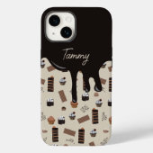 Gepersonaliseerde naam chocolade thema patroon Case-Mate iPhone case (Achterkant)
