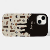 Gepersonaliseerde naam chocolade thema patroon Case-Mate iPhone case (Achterkant (horizontaal))