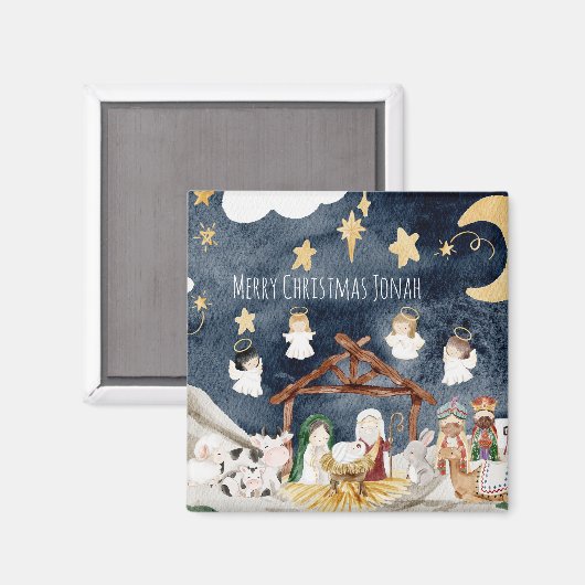Gepersonaliseerde naam Christelijk Kerst Kinder Magneet (Voorkant / Achterkant)