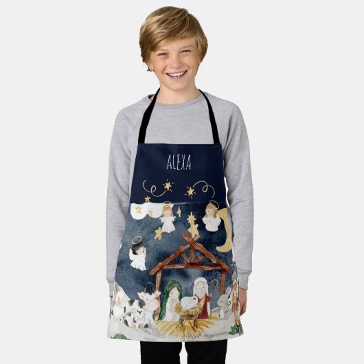 Gepersonaliseerde naam Christelijk Kerst Kinder Schort (Gedragen)