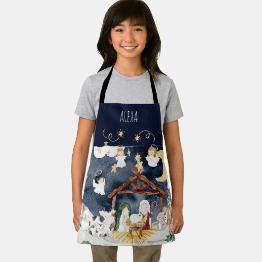 Gepersonaliseerde naam Christelijk Kerst Kinder Schort (Insitu)