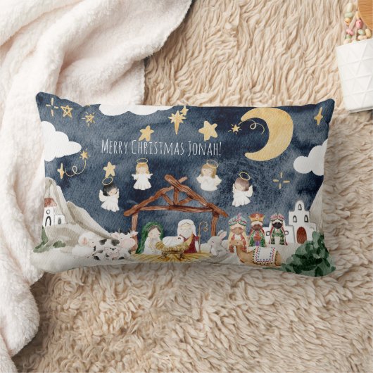 Gepersonaliseerde naam Christelijke Kinder kerst Kussen (Deken)