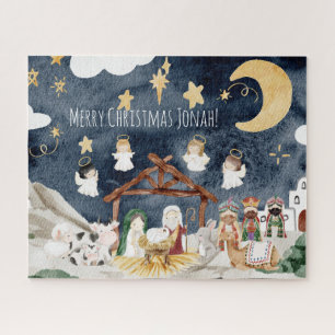 Gepersonaliseerde naam Christelijke Kinder kerst Legpuzzel