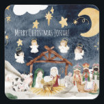Gepersonaliseerde naam Christelijke Kinder kerst Vierkante Sticker<br><div class="desc">Gepersonaliseerde naam Christelijke kinder Kerstmis Geboorte</div>