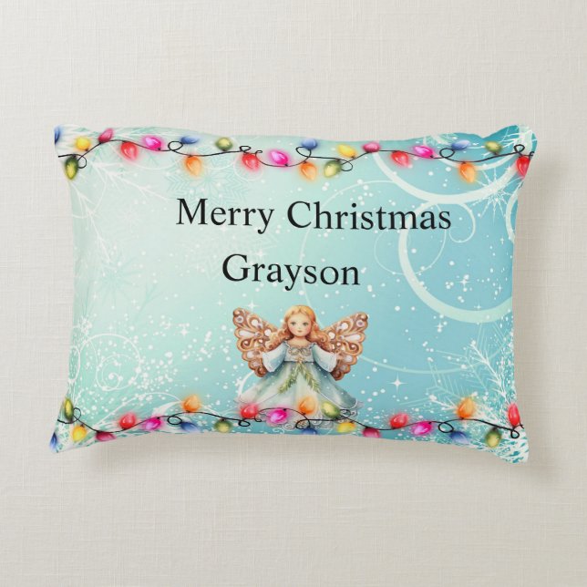 Gepersonaliseerde naam Christmas Accent Pillow Kussen (Achterkant)