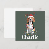 Gepersonaliseerde naam Christmas Beagle Hondenlief Feestdagenkaart (Voorkant / Achterkant)