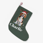 Gepersonaliseerde naam Christmas Beagle Hondenlief Kleine Kerstsok (Voorkant (Hangend))