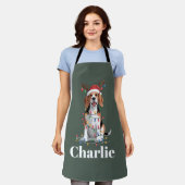 Gepersonaliseerde naam Christmas Beagle Hondenlief Schort (Gedragen)