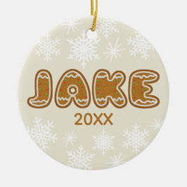 Gepersonaliseerde naam Christmas Gingerbread Cooki Keramisch Ornament