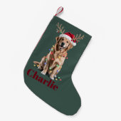 Gepersonaliseerde naam Christmas Golden Retriever  Kleine Kerstsok (Voorkant (Hangend))