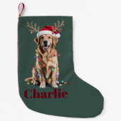 Gepersonaliseerde naam Christmas Golden Retriever  Kleine Kerstsok (Voorkant)