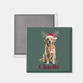 Gepersonaliseerde naam Christmas Golden Retriever  Magneet (Voorkant / Achterkant)