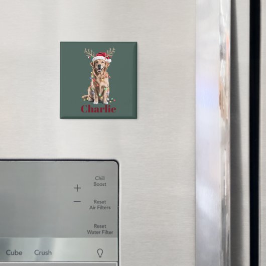 Gepersonaliseerde naam Christmas Golden Retriever  Magneet (Insitu (Koelkast))