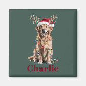 Gepersonaliseerde naam Christmas Golden Retriever  Magneet (Voorkant)
