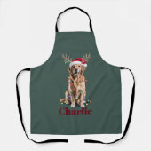 Gepersonaliseerde naam Christmas Golden Retriever  Schort (Voorkant)