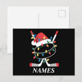 Gepersonaliseerde naam Christmas Hockey Xmas Santa Feestdagenkaart (Voorkant / Achterkant)