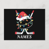 Gepersonaliseerde naam Christmas Hockey Xmas Santa Feestdagenkaart (Voorkant)