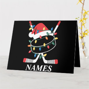 Gepersonaliseerde naam Christmas Hockey Xmas Santa Kaart