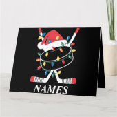 Gepersonaliseerde naam Christmas Hockey Xmas Santa Kaart (Voorkant)