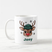 Gepersonaliseerde naam Christmas Reindeer Green Be Koffiemok (Links)