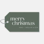 Gepersonaliseerde naam Christmas Sage Green Retro Cadeaulabel (Achterkant Horizontaal)