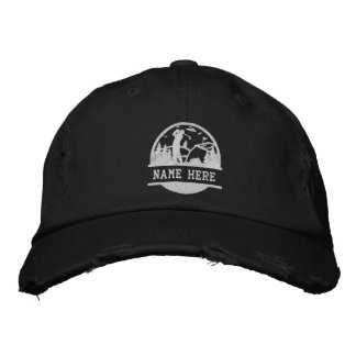 Gepersonaliseerde naam Classic Golf Scene Silhouet Geborduurde Pet