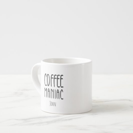 Gepersonaliseerde naam Coffee Maniac - Grappig Espresso Kop (Links)