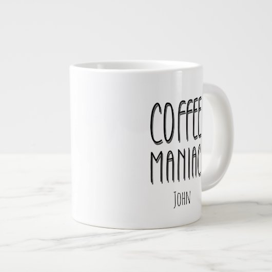 Gepersonaliseerde naam Coffee Maniac - Grappig Grote Koffiekop (Voorkant rechts)