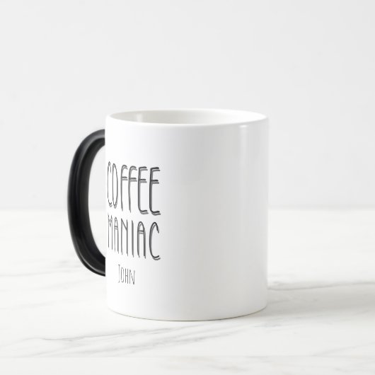 Gepersonaliseerde naam Coffee Maniac - Grappig Magische Mok (Voorkant links)