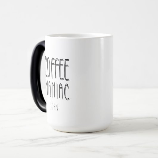 Gepersonaliseerde naam Coffee Maniac - Grappig Magische Mok (Voorkant links)