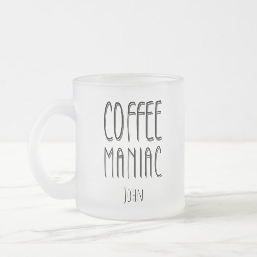 Gepersonaliseerde naam Coffee Maniac - Grappig Matglas Koffiemok (Links)