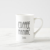 Gepersonaliseerde naam Coffee Maniac - Grappig Porselein Kop (Rechts)