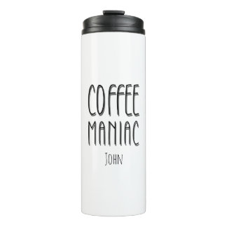 Gepersonaliseerde naam Coffee Maniac - Grappig Thermosbeker