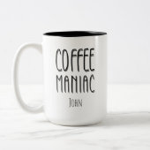 Gepersonaliseerde naam Coffee Maniac - Grappig Tweekleurige Koffiemok (Links)