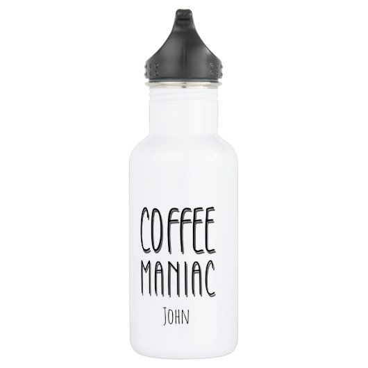 Gepersonaliseerde naam Coffee Maniac - Grappig Waterfles (Rechts)