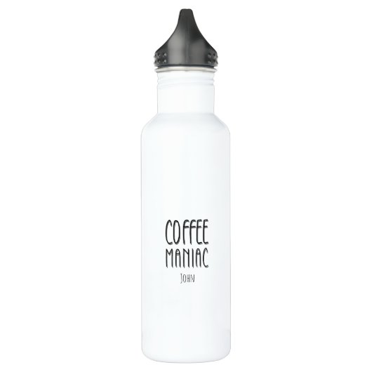 Gepersonaliseerde naam Coffee Maniac - Grappig Waterfles (Links)