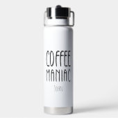Gepersonaliseerde naam Coffee Maniac - Grappig Waterfles (Achterkant)