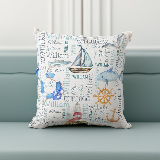 Gepersonaliseerde naam collage nautische jongen ge kussen