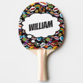 Gepersonaliseerde naam Comic Book Pattern Tafeltennisbatje (Voorkant)