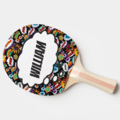 Gepersonaliseerde naam Comic Book Pattern Tafeltennisbatje (Zijkant)