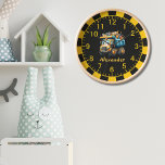 Gepersonaliseerde naam constructie voertuigen baby<br><div class="desc">Voeg een vleugje speelse charme toe aan de kinderkamer van uw baby met onze gepersonaliseerde naam Construction Vehicles Baby Boy Clock. Met schattige design voor bouwvoertuigen en aangepast met de naam van uw baby boy, is deze klok zowel functioneel als verrukkelijk. Gemaakt met precisie en aandacht voor detail, onze klok...</div>