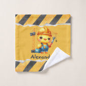 Gepersonaliseerde naam Constructie Voertuigen baby Bad Handdoek (Wasdoekje)