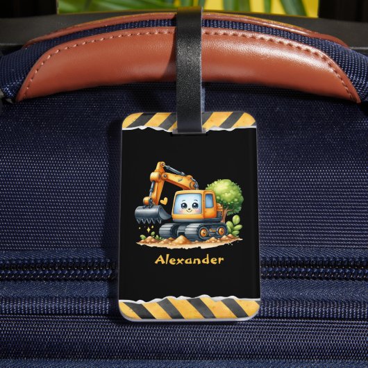 Gepersonaliseerde naam constructie voertuigen baby bagagelabel (Achter Insitu 4)